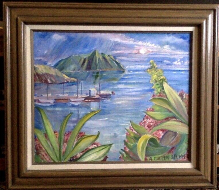 VTG Painting on Canvas 1972 Diamond Head Hawaii Landscape by Sixten Selmer