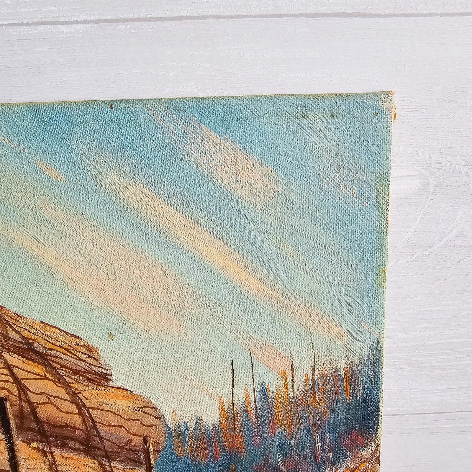 Original Eugene Hayes Oil Painting Sandpoint Idaho Winter Horse Logging Scene