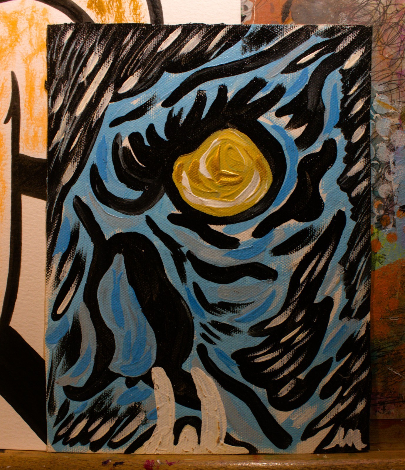 outsider art «Wild Vision» 6.5×8.5 unframed canvas original Mohler
