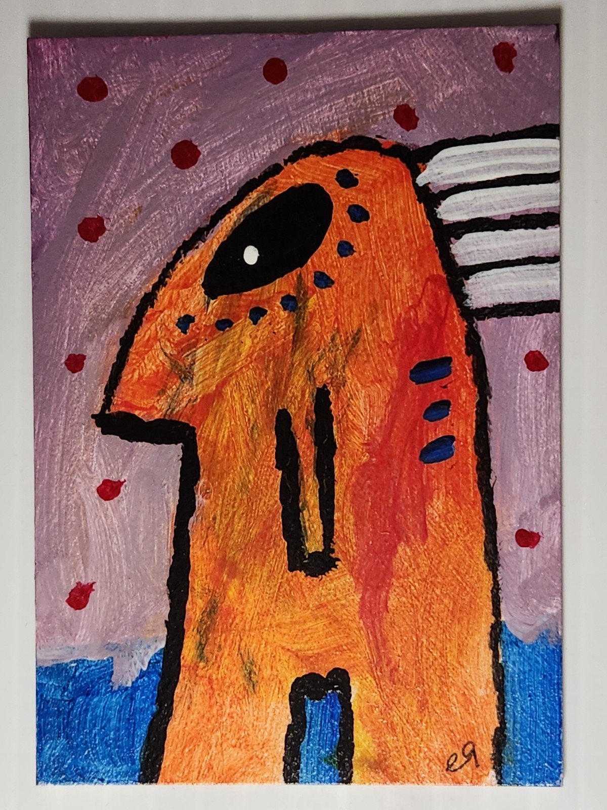 e9Art ACEO humanoid alien outsider art brut naive