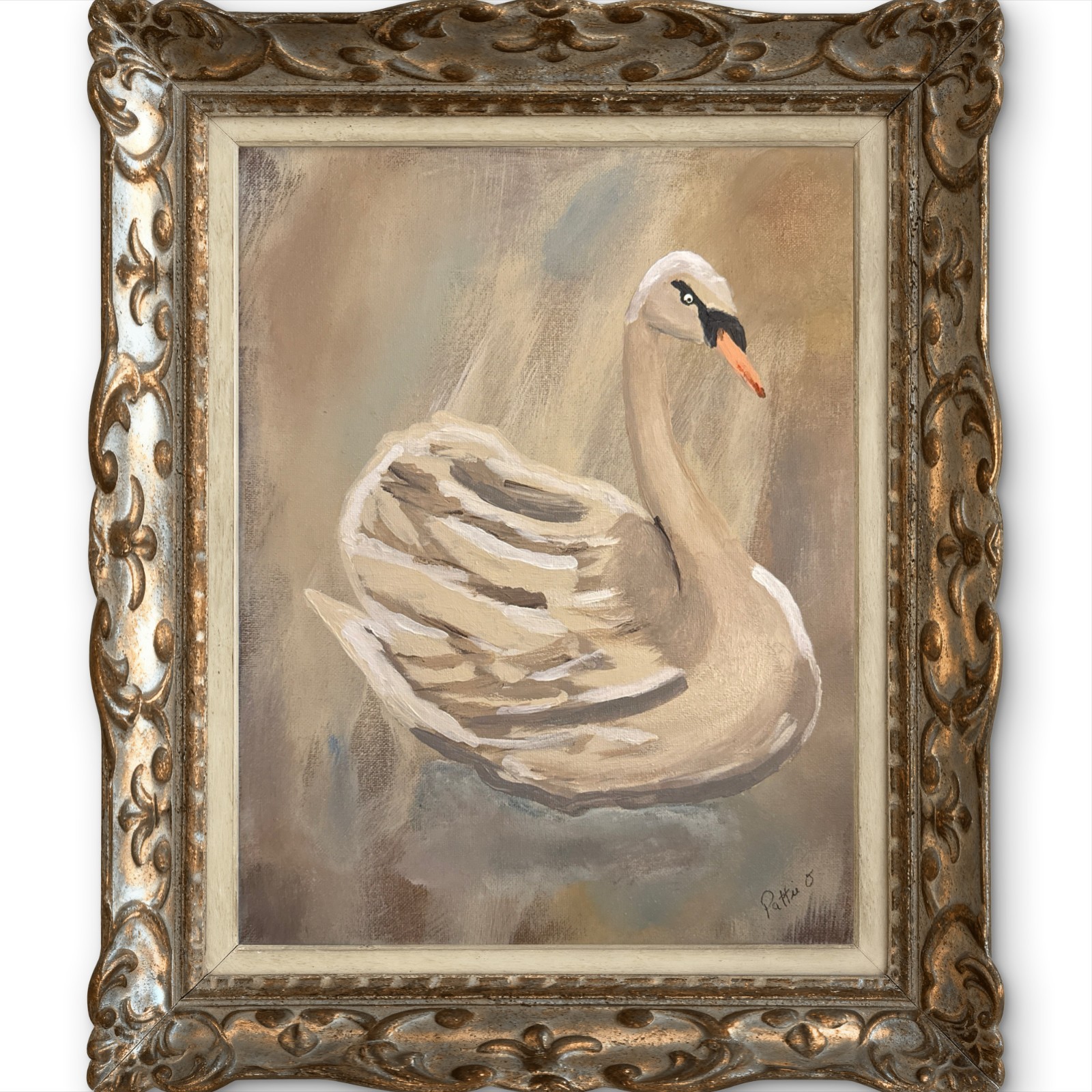 Swan Painting Cottagecore-Inspired Fine Art 14×11 Canvas Signed Home Wall Decor