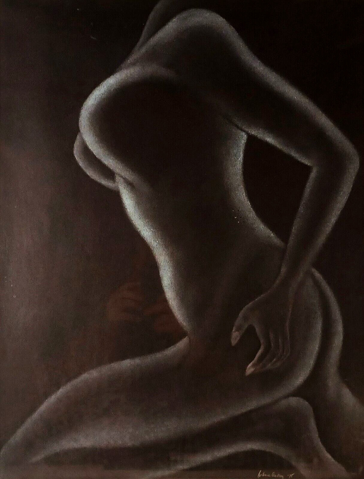 1975 FEMALE NUDE KNEELING PROFILE JO ANN AUDREY SIGNED ORIGINAL GOUACHE on PAPER