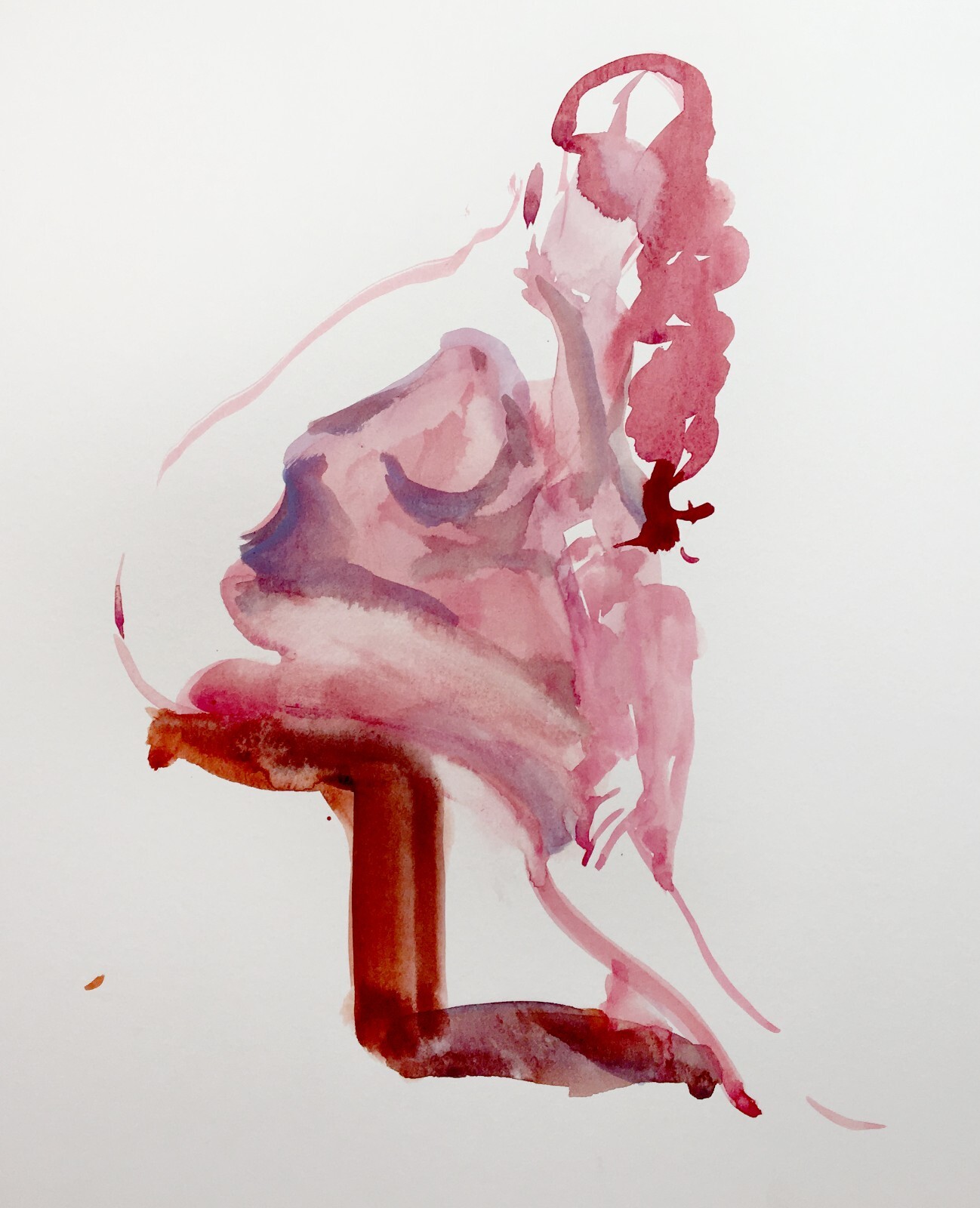 Keith Gunderson Watercolor Painting Nude Female Figure Model