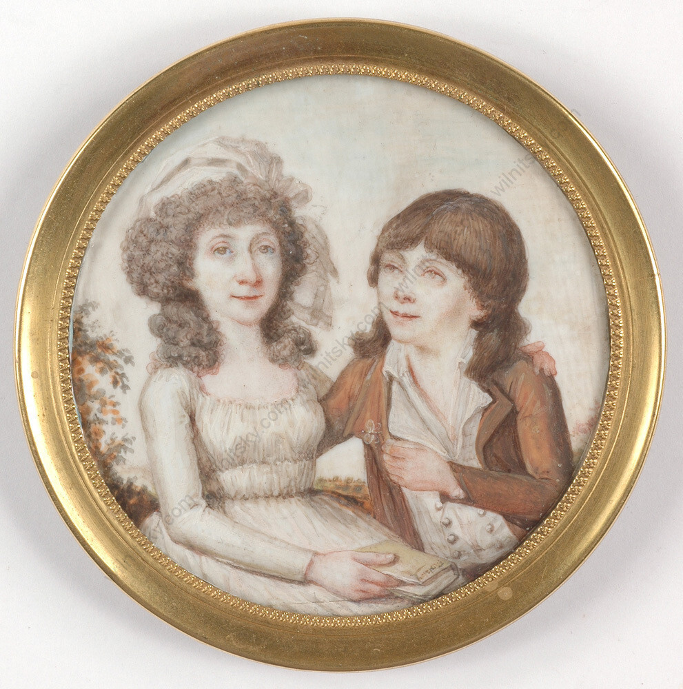 Motelay (fl. 1789 – early 19th c.) «Lady with her young son», miniature!!, 1790