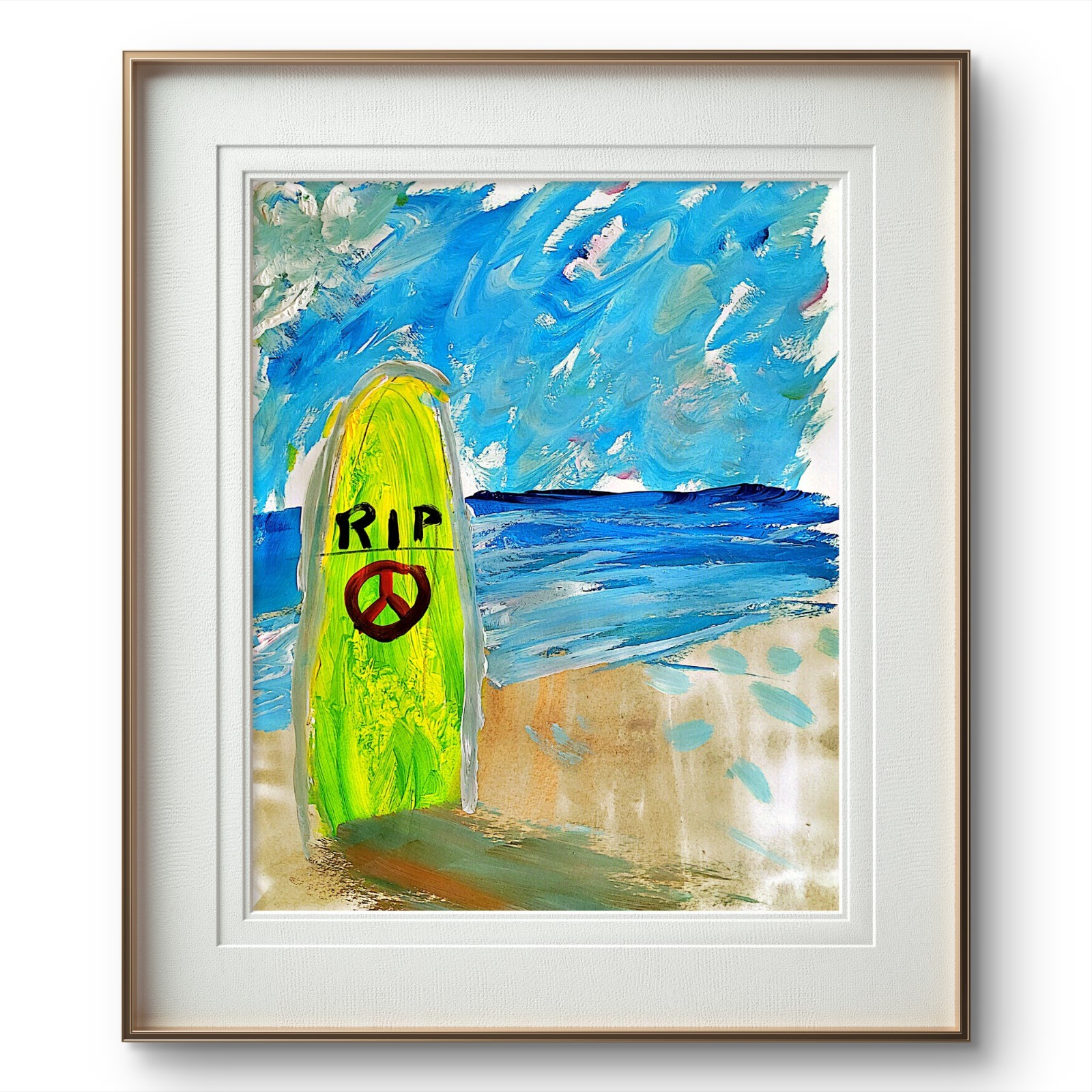 Surfers’ Graveyard Abstract Expressionist Original Gallery Paper Painting 11×14