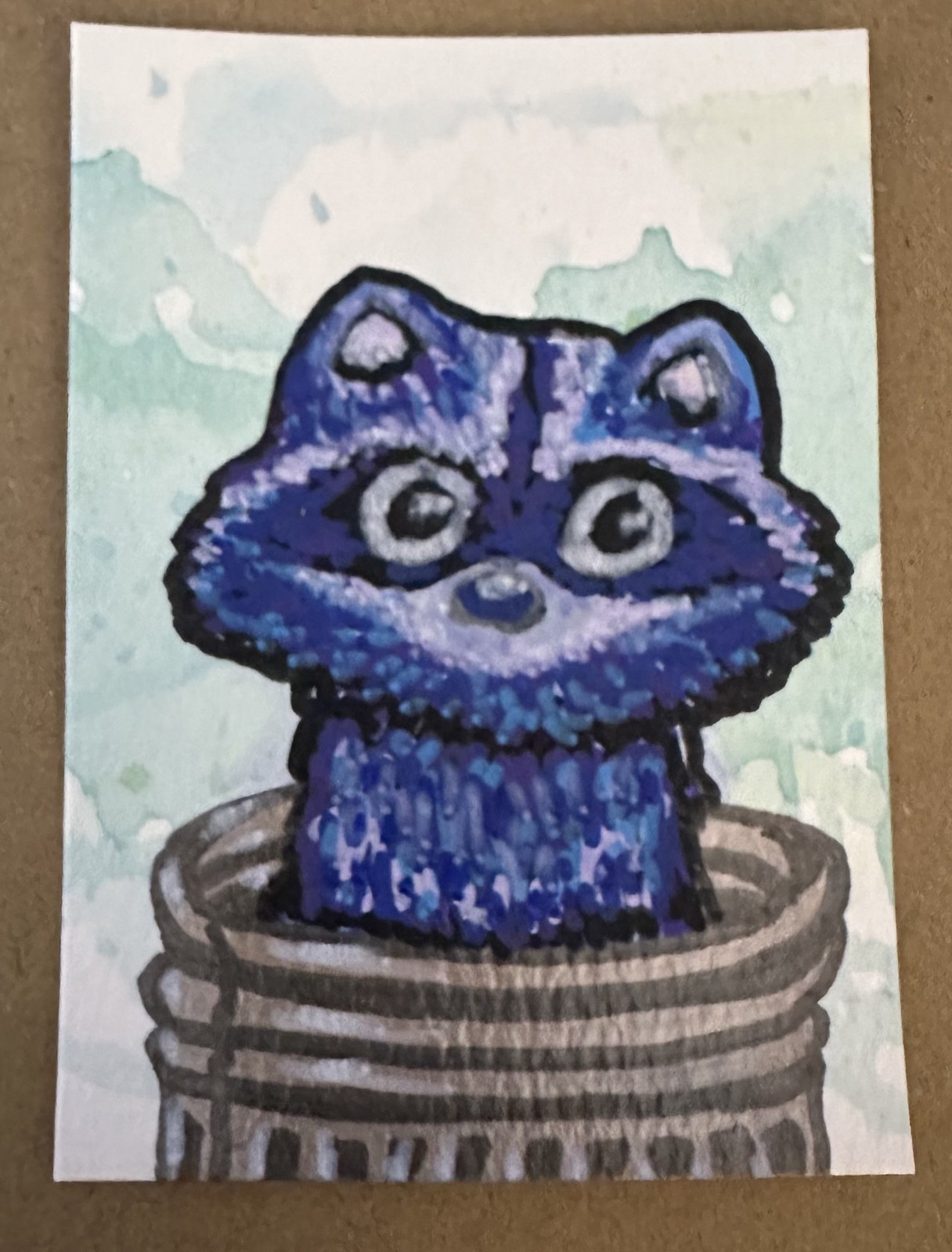 ACEO Original Art – Raccoon Portrait Trash Panda