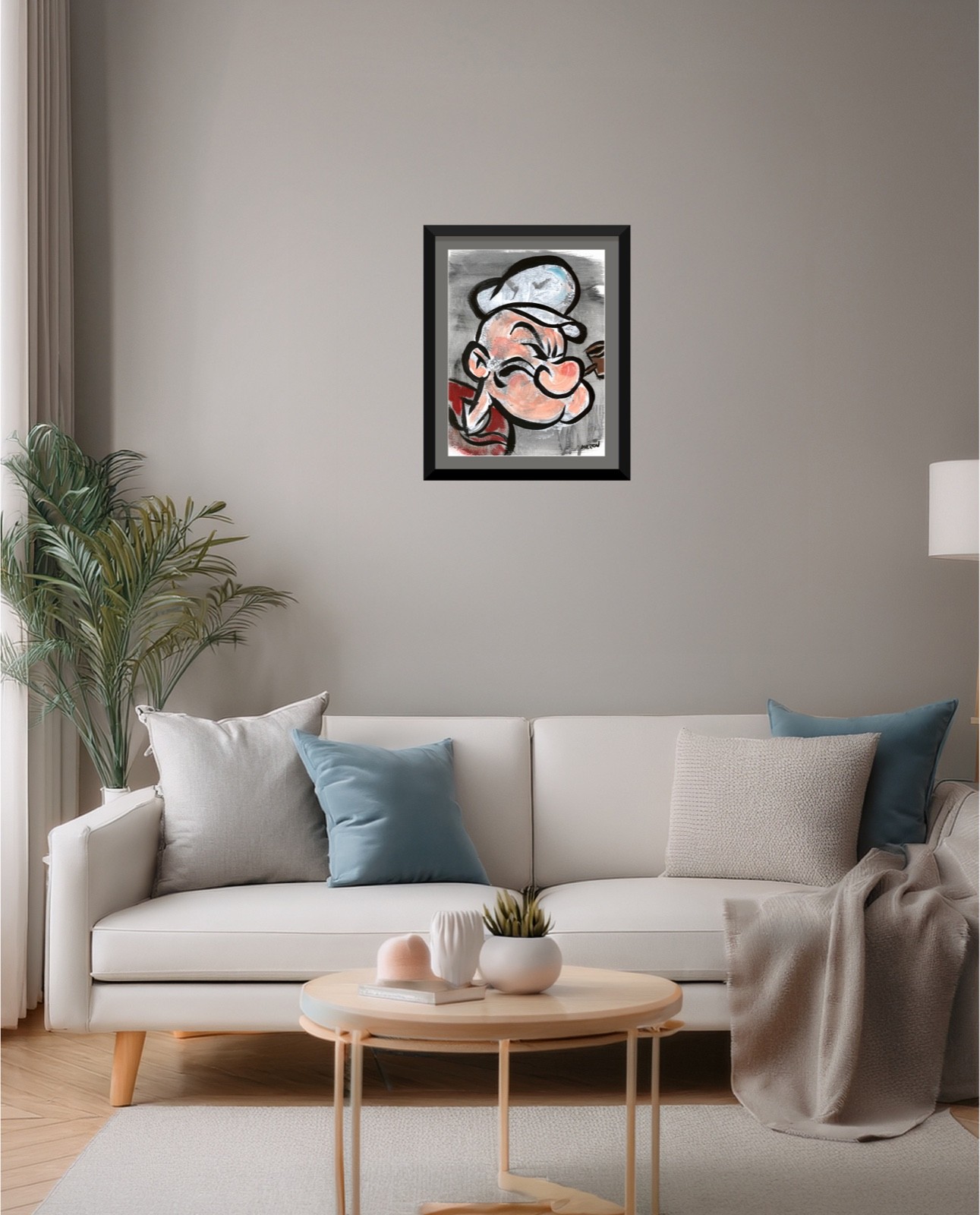 Atherton 9×12 Original Pop Art Character Acrylic «Popeye portrait» hand signed