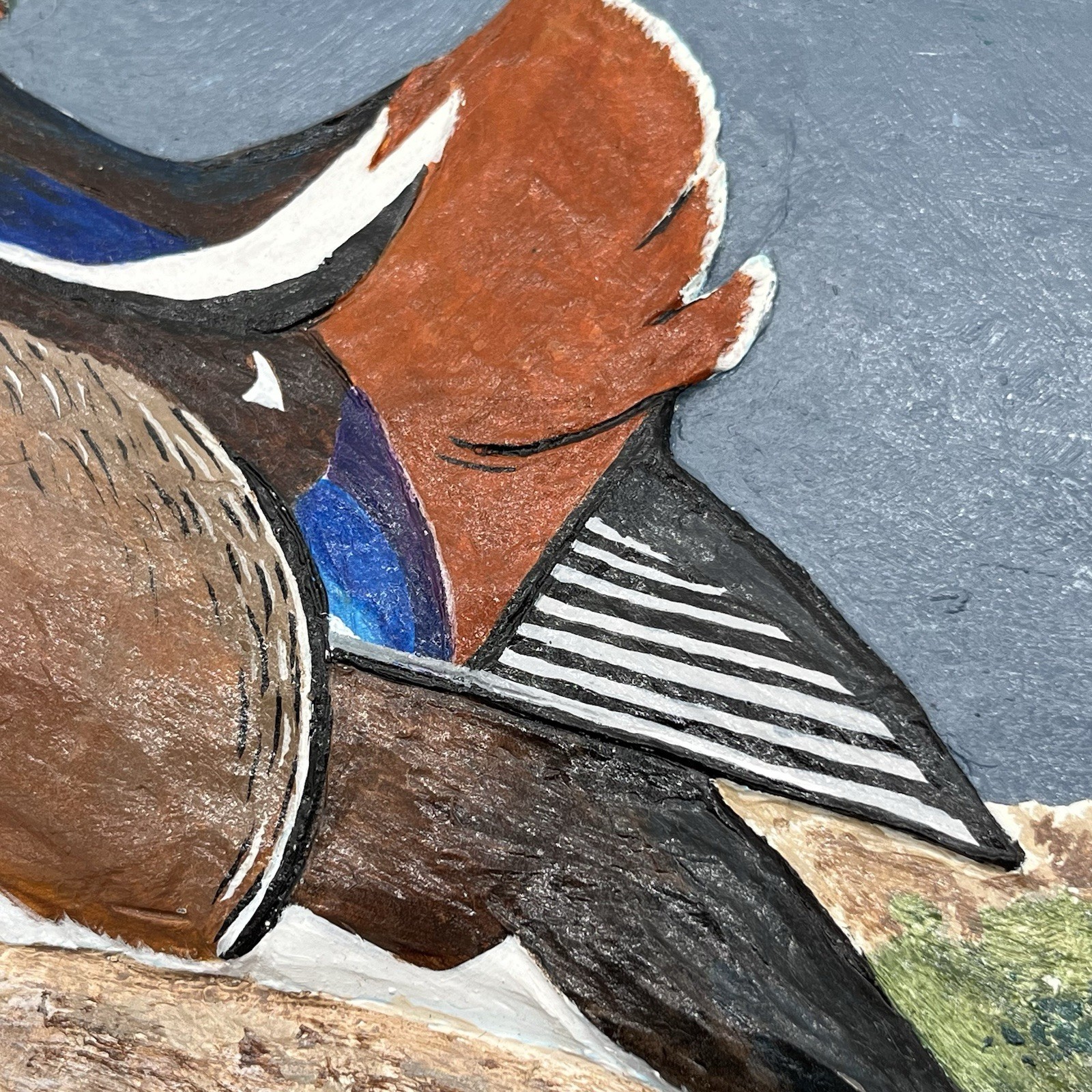 Original & Signed Mandarin Duck 3D Mixed Media Painting 16×20” By Barbara Weber