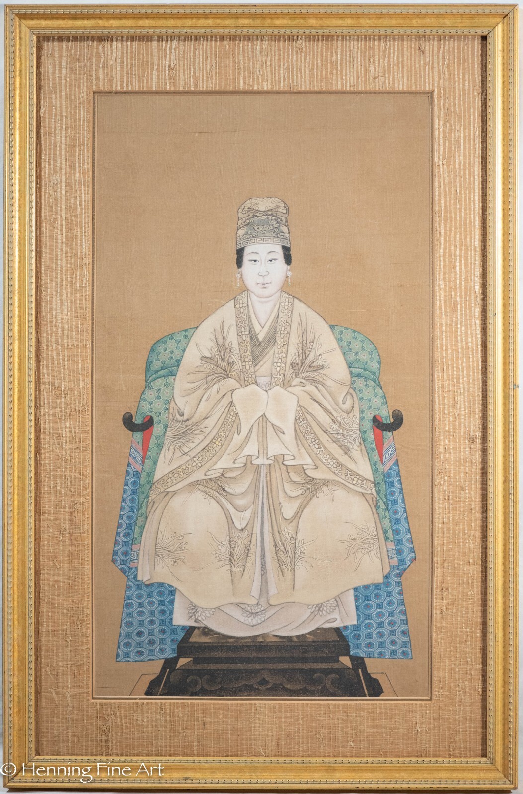 Beautiful Antique or Vintage Chinese Silk Painting Ancestor Portrait of a Woman