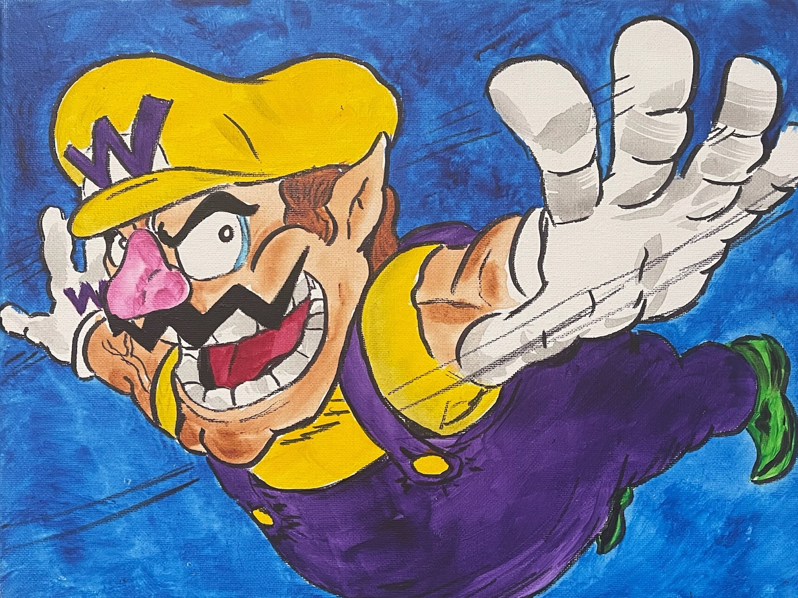 Seasoned Art Wario Super Mario Brothers Nintendo fan art canvas artwork Waaa
