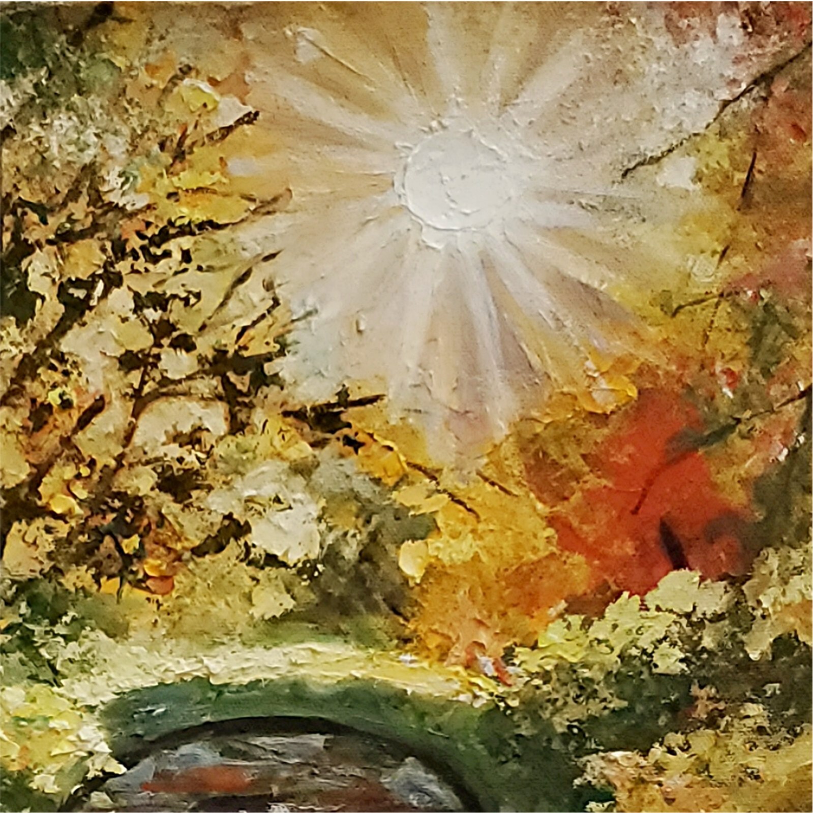 YARY DLUHOS Sunrise Trees Landscape River Water Sun Original Art Oil Painting