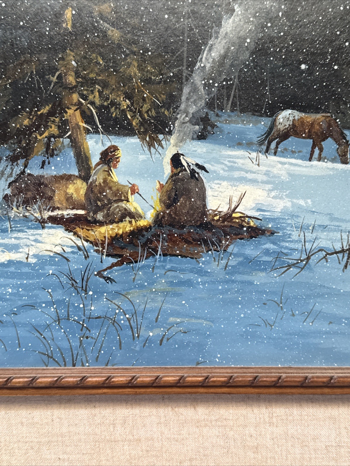Gerry Metz Painting Indian Tribal Native American Landscape Famous Small Vintage