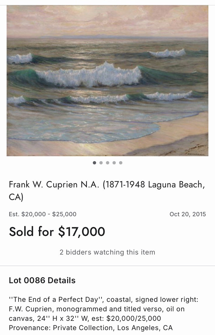 FRANK CUPRIEN / LAGUNA BEACH SEASCAPE PLEIN AIR / Mixed Media / ~6 x 8” / Framed
