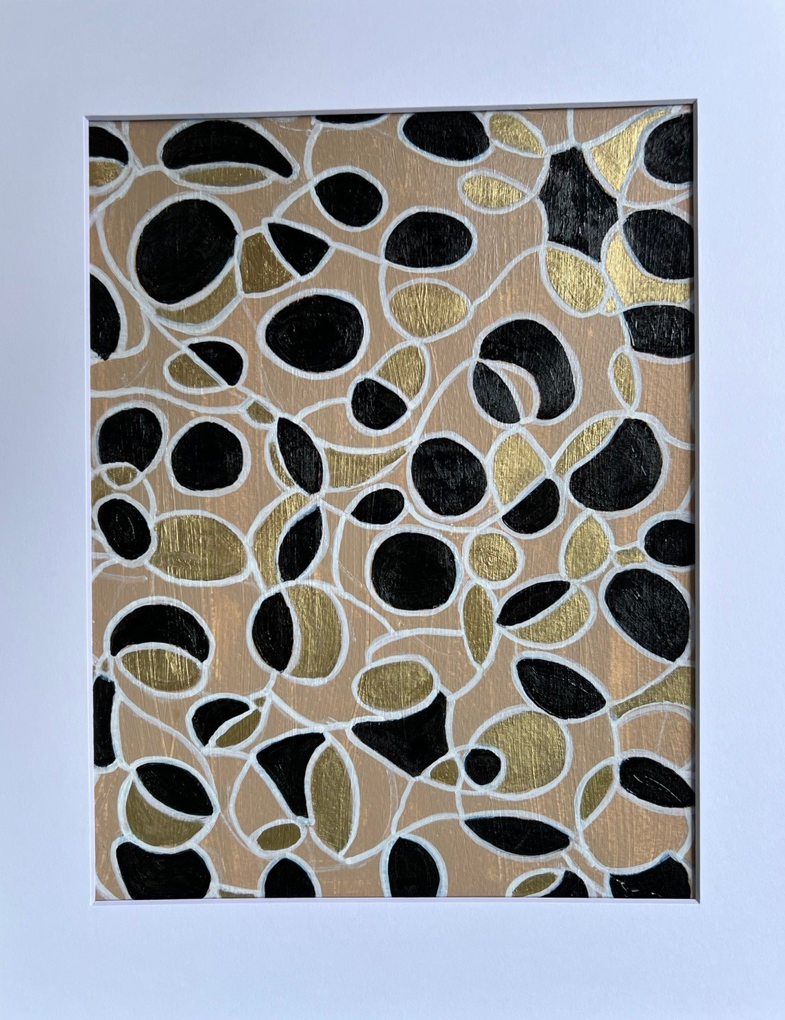 Painting Original Abstract Art Matted 11×14 Modern Acrylic Black Gold Jimarieart