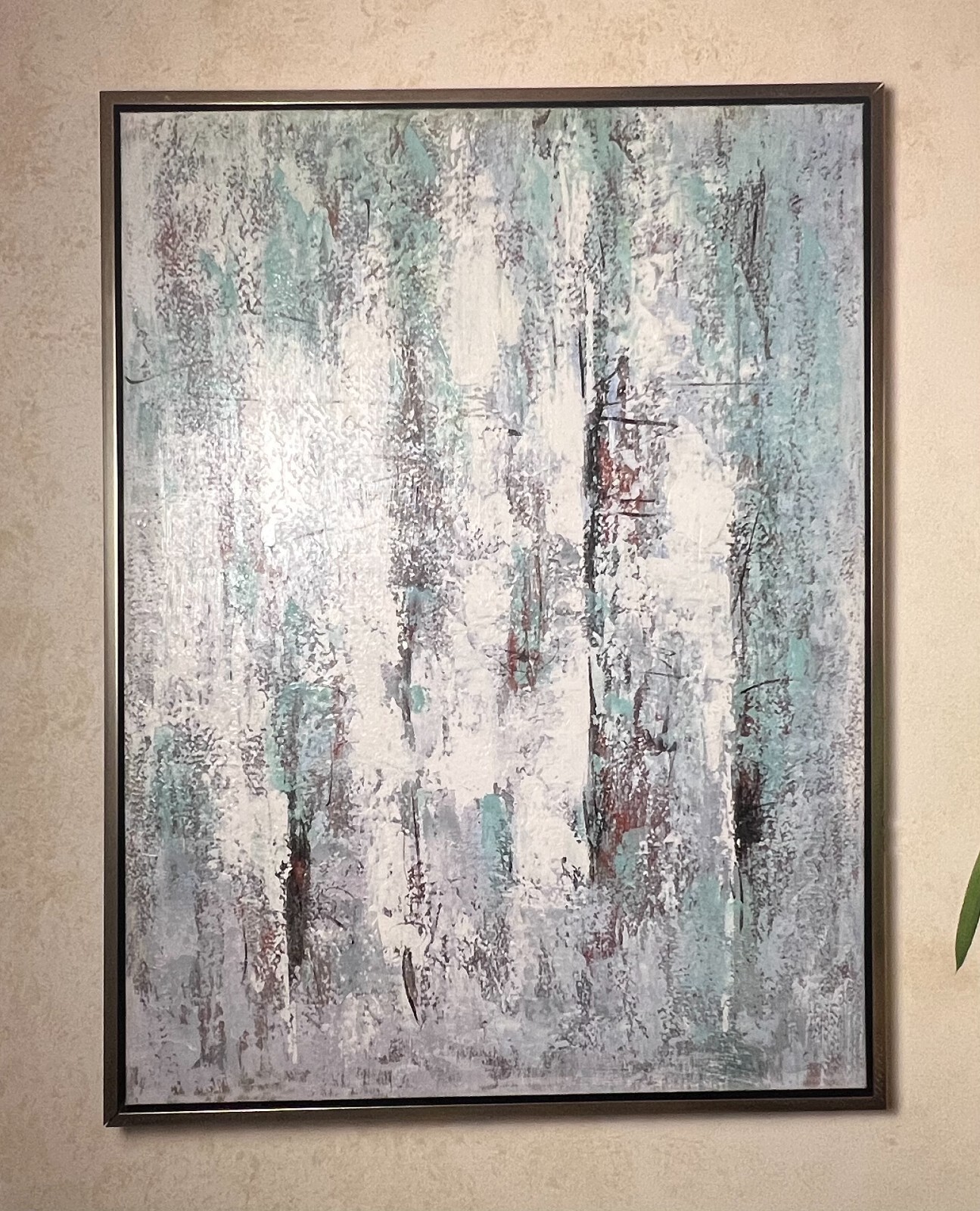 Contemporary Canvas Abstract Framed Painting with Silver Frame 38