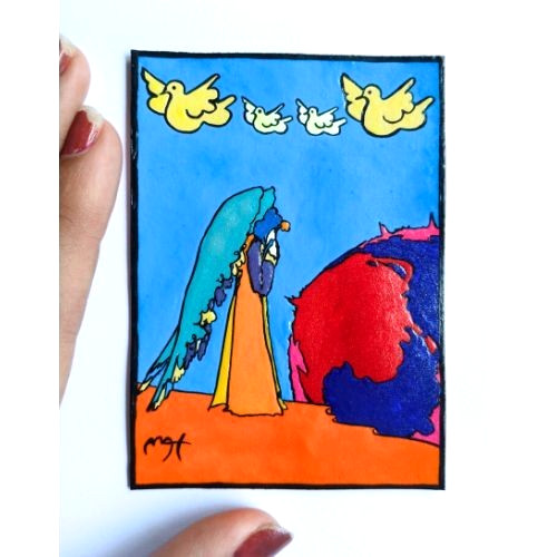 PETER MAX 1971 «Postrations» signed Pop Art Acrylic UV Radiant Hand Painting NEW