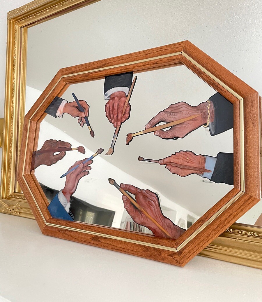 Vintage framed mirror painting