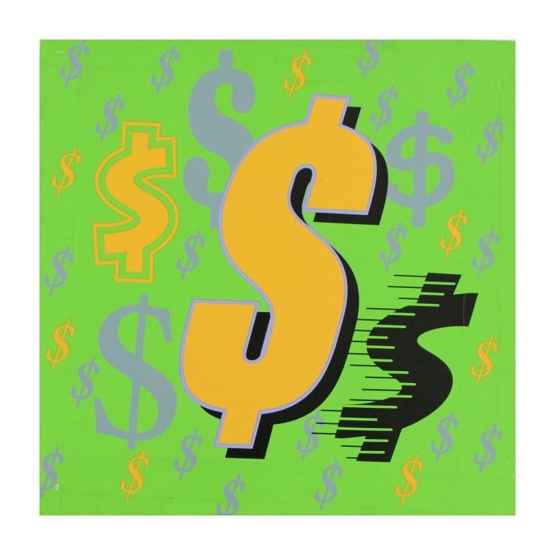Steve Kaufman (1960-2010) «Dollar Signs Hand Pulled Silkscreen on Canvas