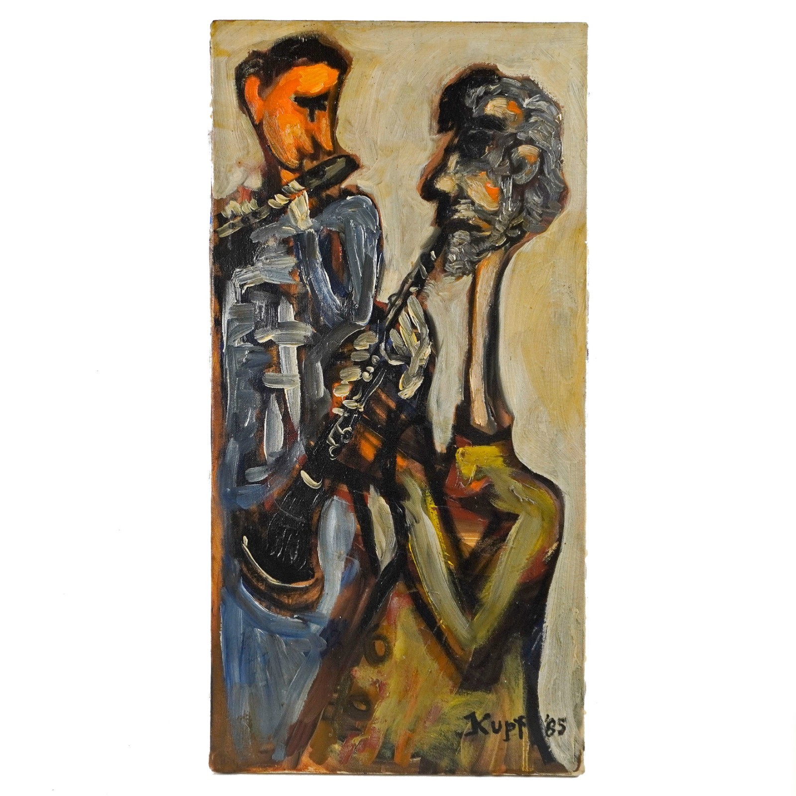 Meyer Kupferman (1926-2003) ‘Windy Duo (1985)’ Jazz Music Oil on Canvas Painting