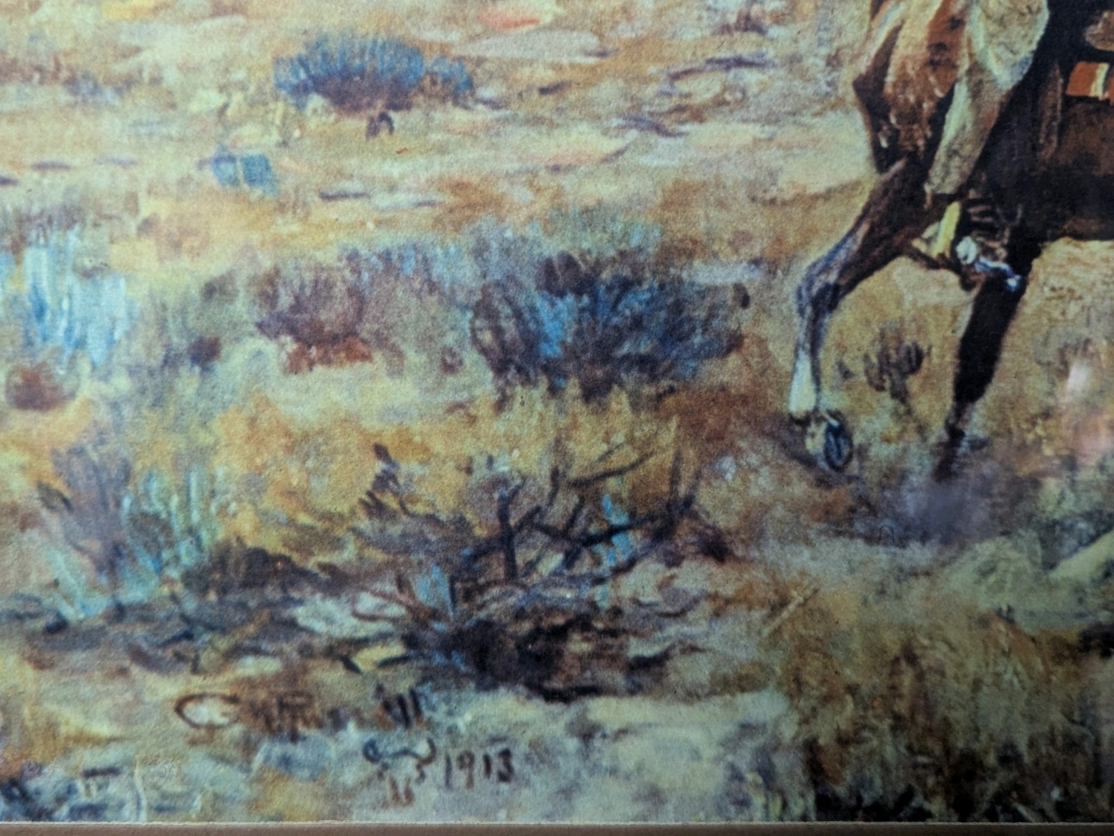 Charles Marion Russell Roundup Giclee Ptint 22.5″x39.5″ Framed & Matted Glass