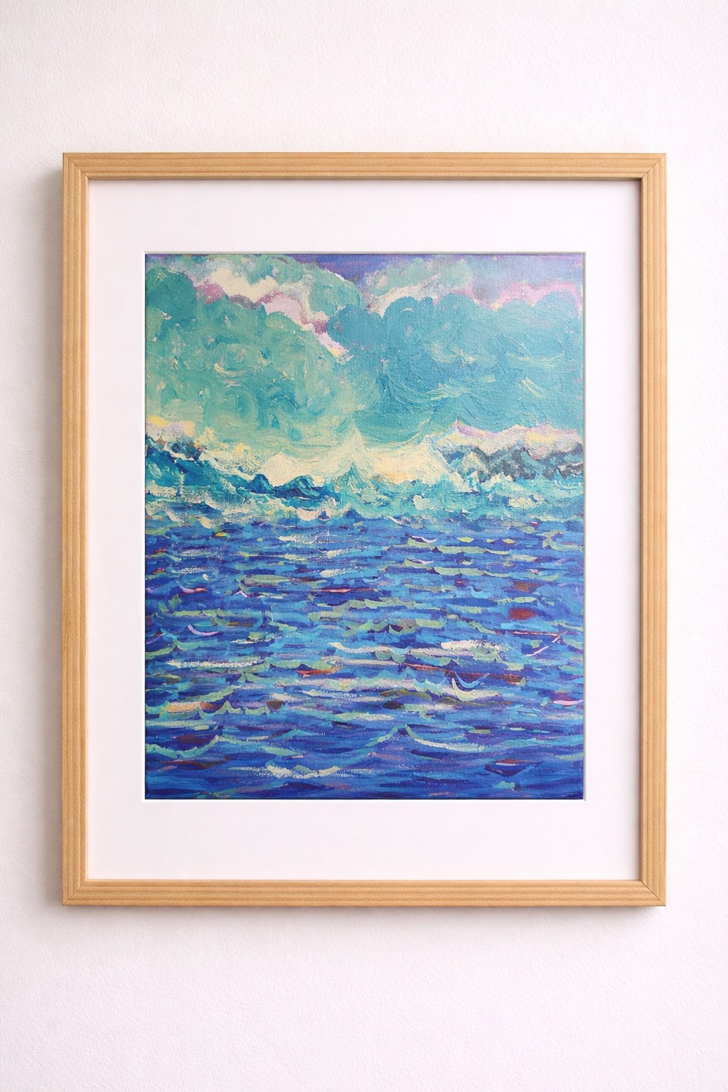 Aqua Original Seascape Painting 11×14 Acrylic on Canvas Ocean Waves Coastal Art