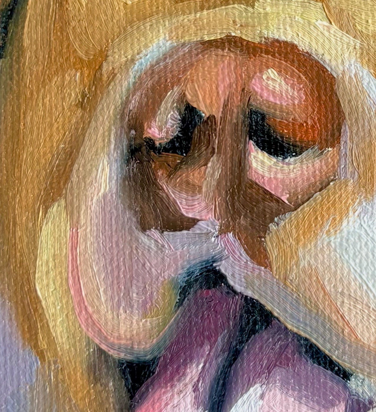 Golden Retriever Dog Original Oil Painting On 6×6 Flat Panel Pet Portrait