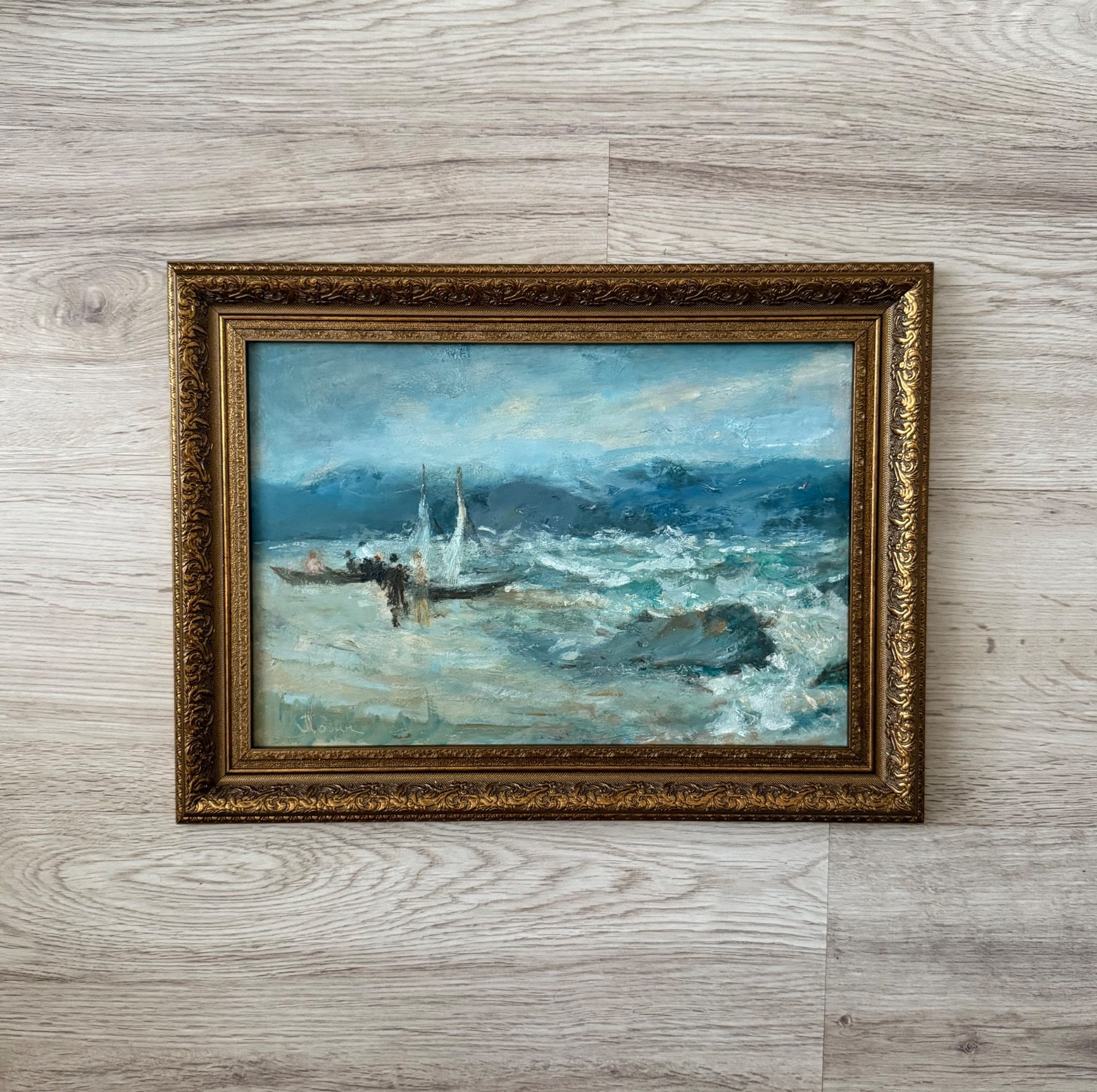 Antique oil painting framed