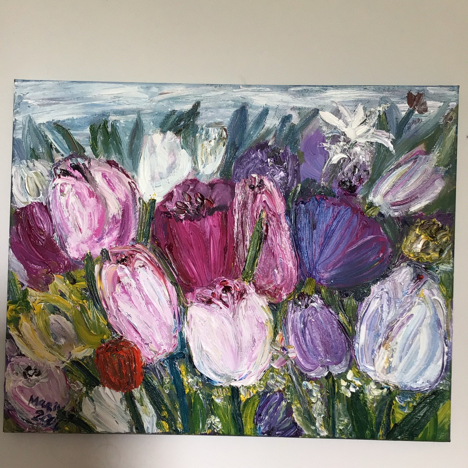 Tulips garden 2. Original Oil Pairing