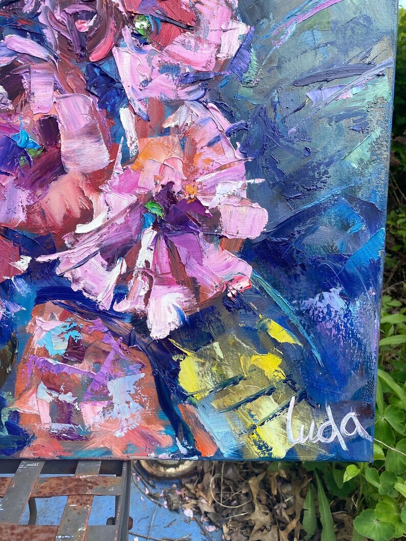 Cherry Blossom Japanese Cherry Flowers Pink Sakura Tree Oil Painting 24×30 inch