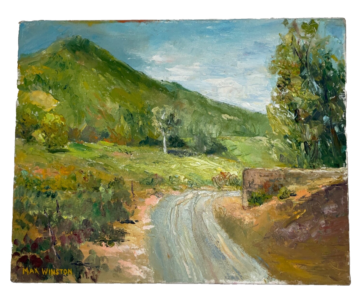 Abstract impressionistic landscape original PAINTING palette knife by Winston