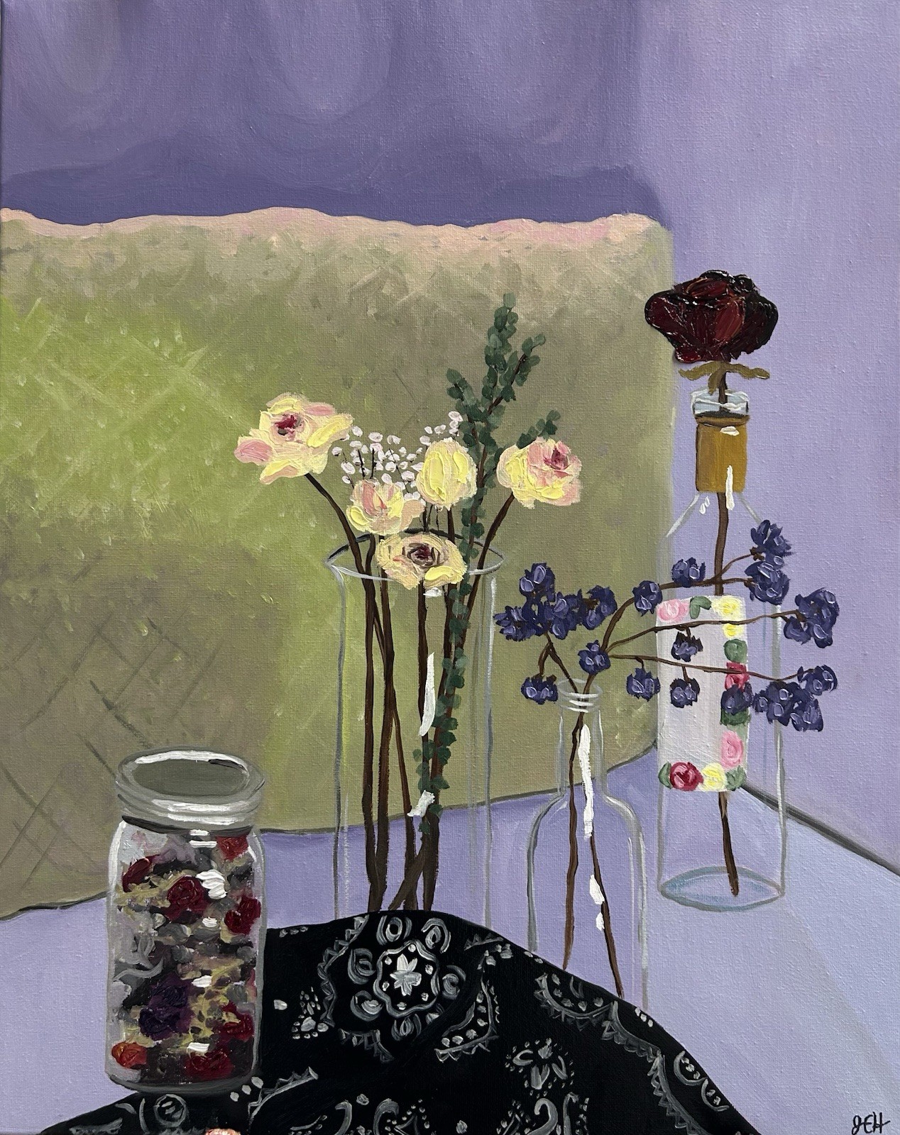 Dead Flower Still Life, oil on 18 x 24 canvas, September 26, 2024, Jenna Heston