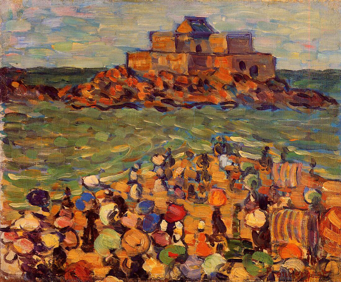 Oil painting impression seaside Chateaubriands-Tomb-St-Malo-Maurice-Prendergast