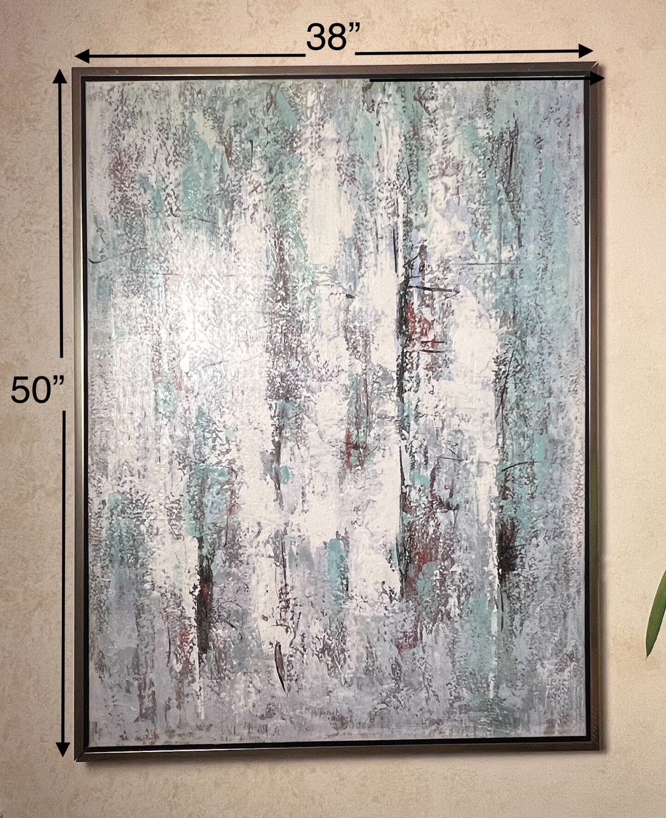 Contemporary Canvas Abstract Framed Painting with Silver Frame 38