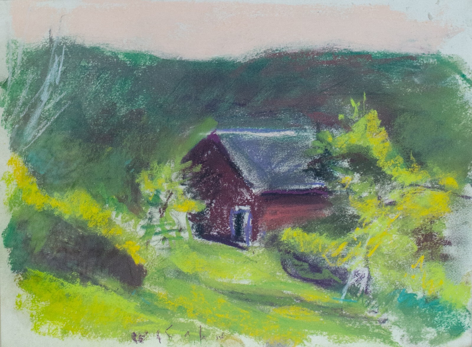 «Summer Studio» Wolf Kahn, Vermont Landscape, Abstract Impressionist, Pastels
