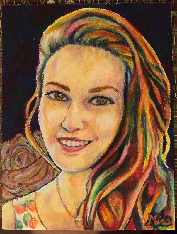 Professional Realistic Hand Painted Custom Oil Pastel Portrait Painting 9 x 12