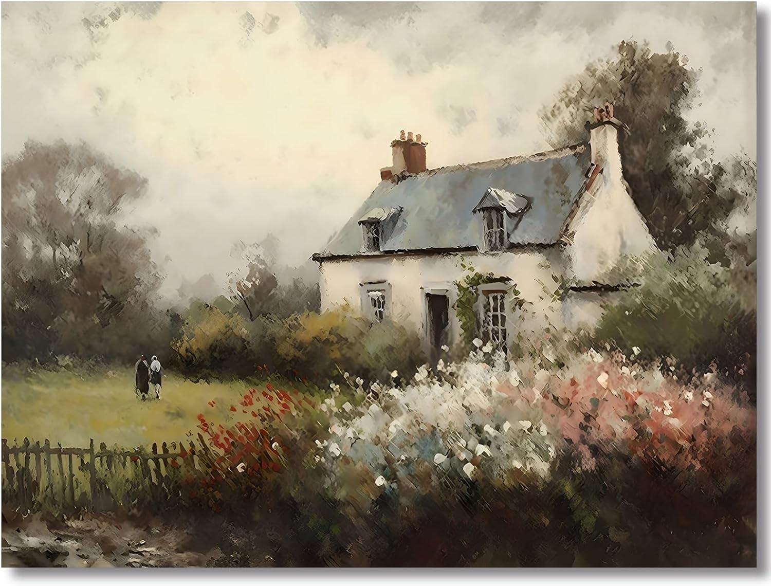Huabsad Vintage Landscape Flower Portrait Oil 12x16in Unframed Oil painting03