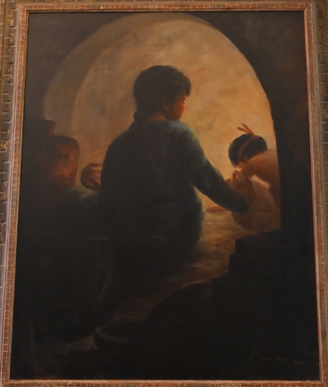 Yvonne M Earp (20th C) ‘The Apprentice’ Large Framed Original Oil- 42 x 34 inch