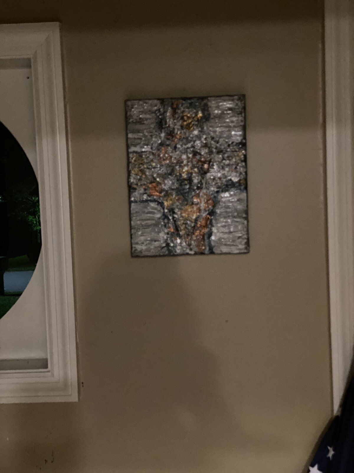 hand painted cross on wood Blue And Grey Tones Highly Textured 12×9