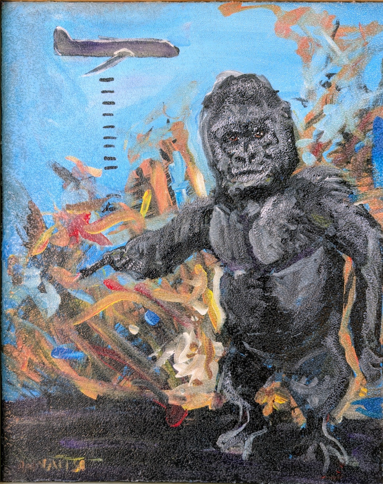 Gorilla Warfare Acrylic On stretched Canvas 16×20 Inches