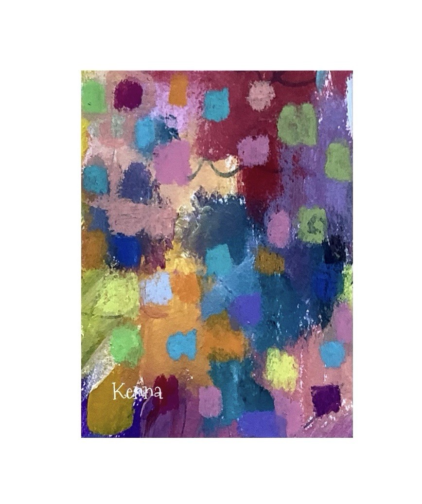 Aceo Painting Original Collector Art Card by Kenna Abstract 2.5” X 3.5”
