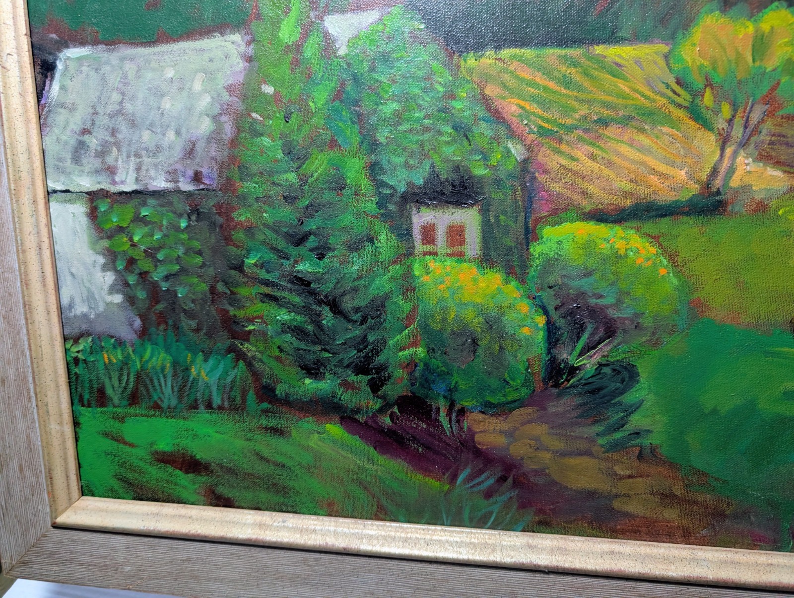 JOAN ERBE ORIGINAL OIL ON CANVAS SUREAL PAINTING LARGE 34″X 17″