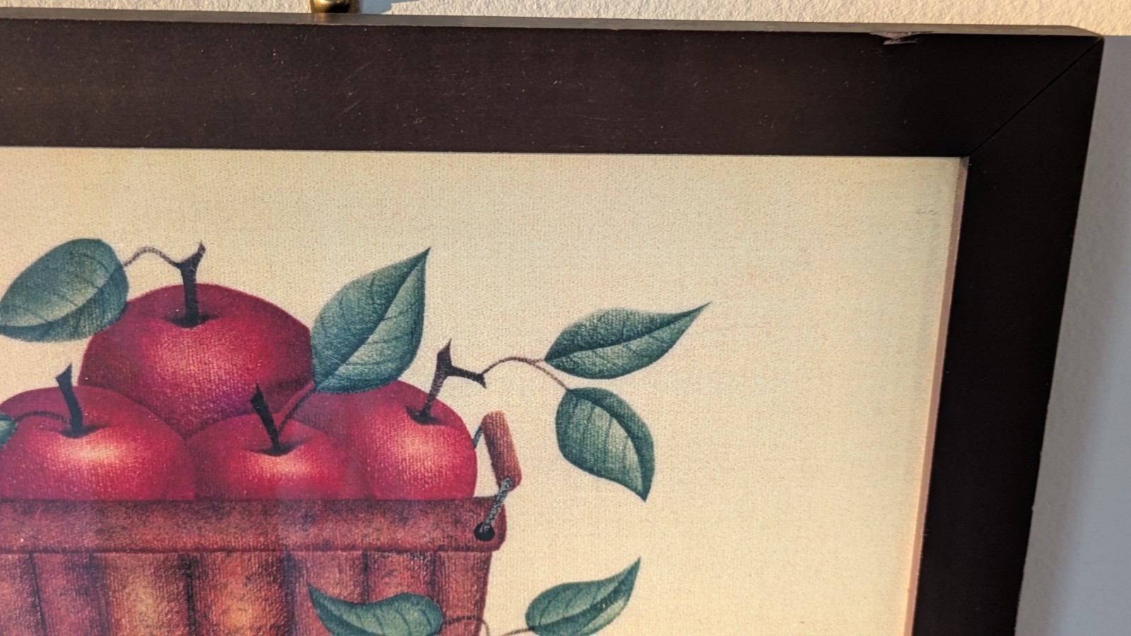 Vtg Theorem Painting Signed DEBORAH 96′ Apples In Basket Framed 9.5″x11.5″ VGC