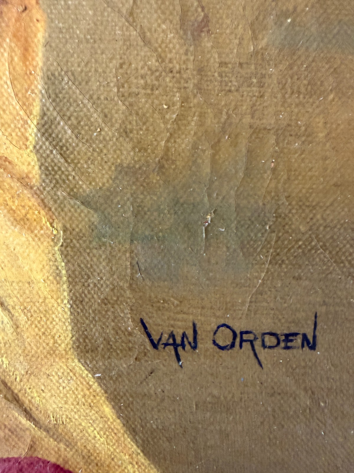 Vintage Signed Stuart Van Orden MCM Oil Painting Tahitian Figures Polynesian Art