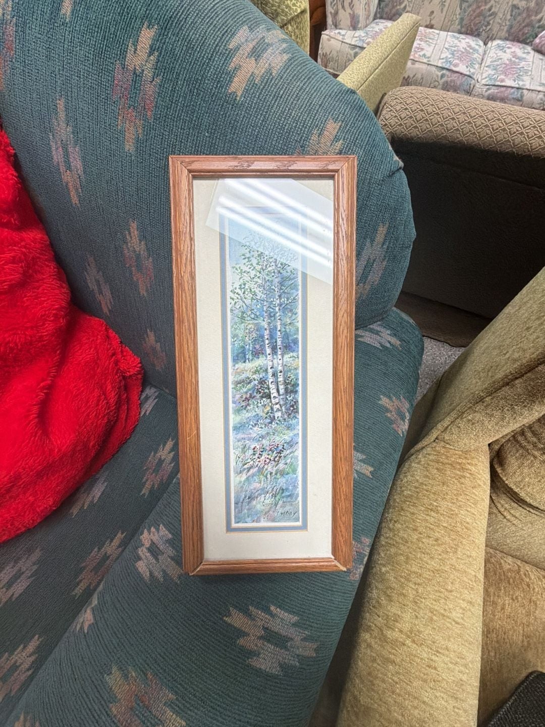 Original Watercolor Painting by Richard K. Collopy Framed Birch Tree Landscape