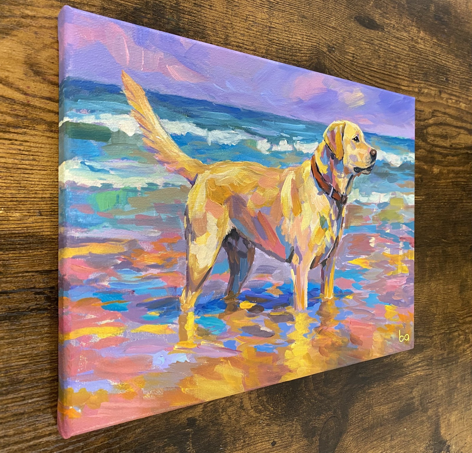 Impressionist Labrador Retriever Beach Painting Original Acrylic Dog Ocean Art