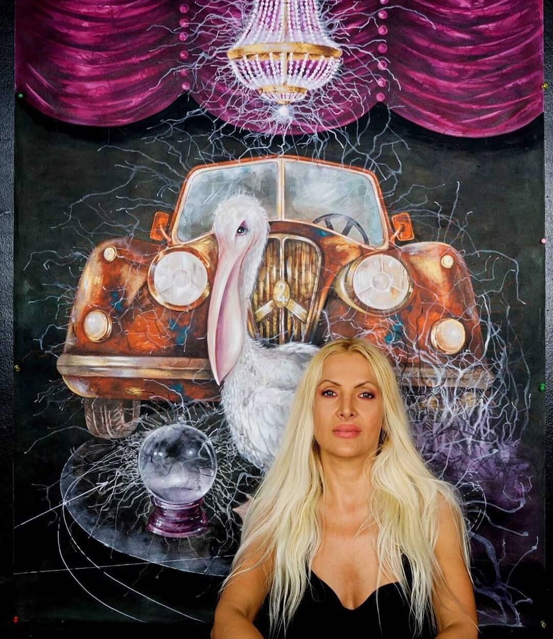snake skull alchemy contemporary art painting canvas modern realism figurative