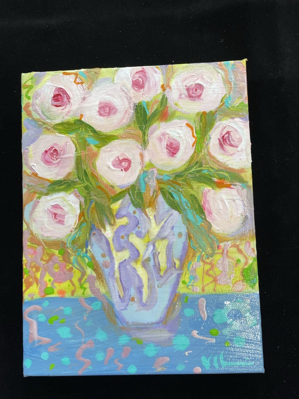 Pink Peonies “An Original Acrylic Painting On Canvas 12”x9”X1.5”