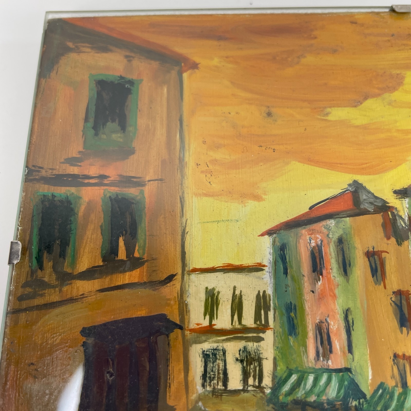 Signed Impressionist-Style Painting Street Scene 7″x5″ In Clip Frame 1988 OOAK