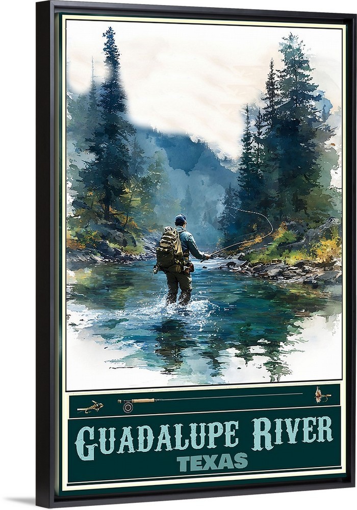 Guadalupe River Texas Fishing Travel Poster Prints Framed Or Canvas Fish Art