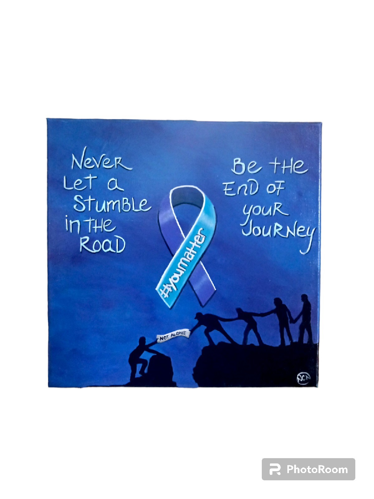 OOAK Suicide Awareness Acrylic Painting on 14 x 14 Canvas